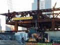 New York, NY, USA - January 21, 2020:ÃÂ Construction site with union workers, Local 40 Ironworkers Royalty Free Stock Photo